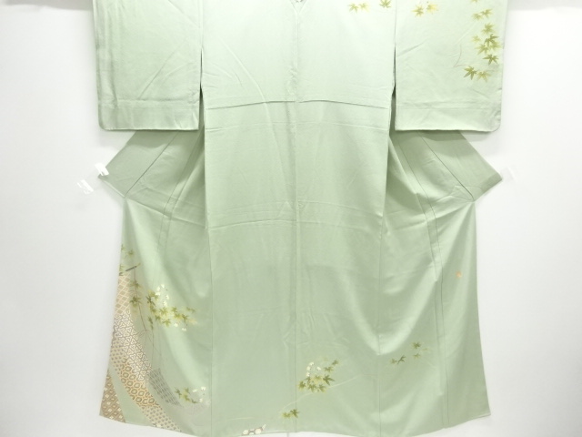 作家物　手描き友禅　几帳に枝花模様訪問着